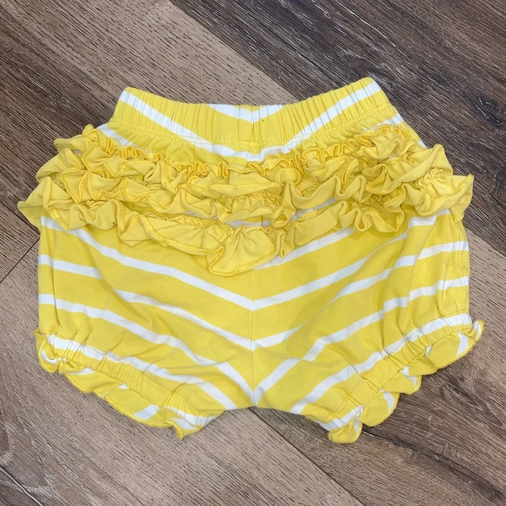 Matilda Jane Yellow & White Stripe Bloomers Ruffles Diaper Cover 18-24m